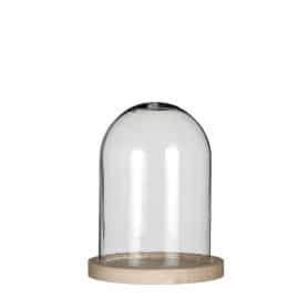 Cloche en verre socle bois...