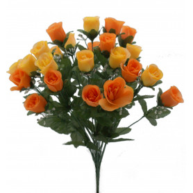 Roses gouttes orange jaune tergal artificiel grossiste fleuriste