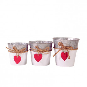 Cache-pot en zinc conique 3 tailles - Pampille coeur - Contenant - Grossiste