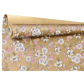 Rouleau de kraft imprimé floral 0.80x25M - Birdy - Emballage grossiste fleuriste