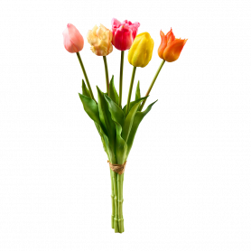 Bouquet de 5 tulipes de différentes couleurs 48cm - Eclaircie - Grossiste fleurs artificielles