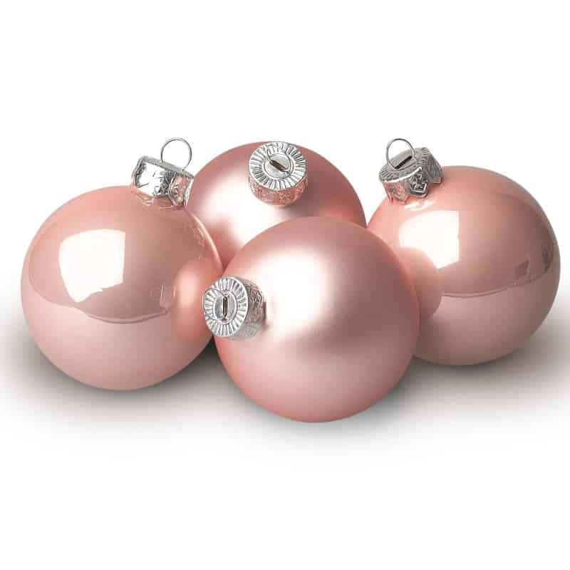 Boules De Noël Rose Poudré Mat Et Brillant D 60 Mm